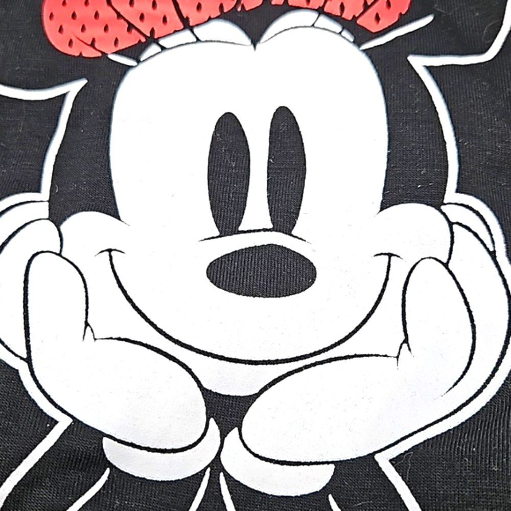 👕 DISNEY Minnie Mouse black tee with 3/4 sleeve mesh detail size Medium